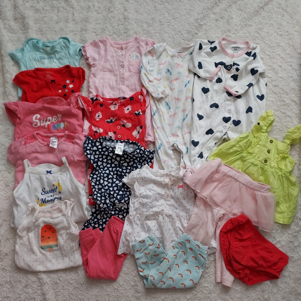 Bundle (17 Piece) Carter's 6mo Baby Girls Spring Clothing Bundle Grandma's House
